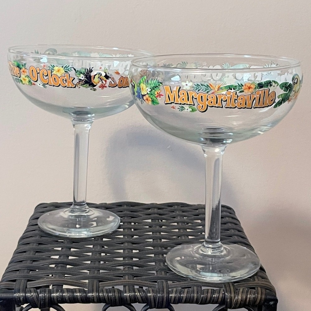 Margaritaville Its Five OClock Somewhere Margarita Glasses Set of2 Parrot Tropic